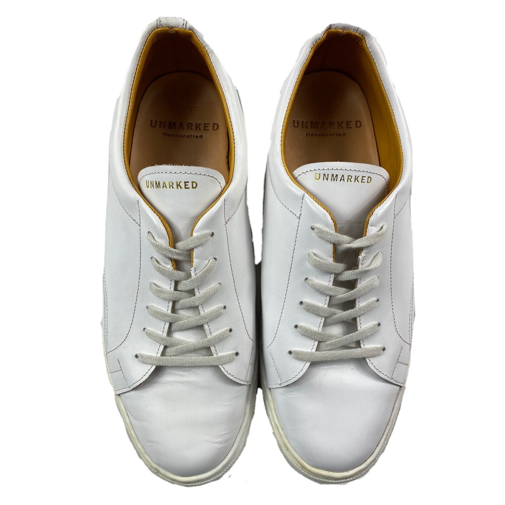 Unmarked Handcrafted White Leather Low Top Sneakers Mens 10.5 Casual Shoes